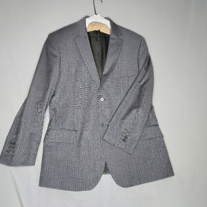 Claiborne 100% Wool Men's Sports Jacket Gray Striped Dry Cleaned Size 40S